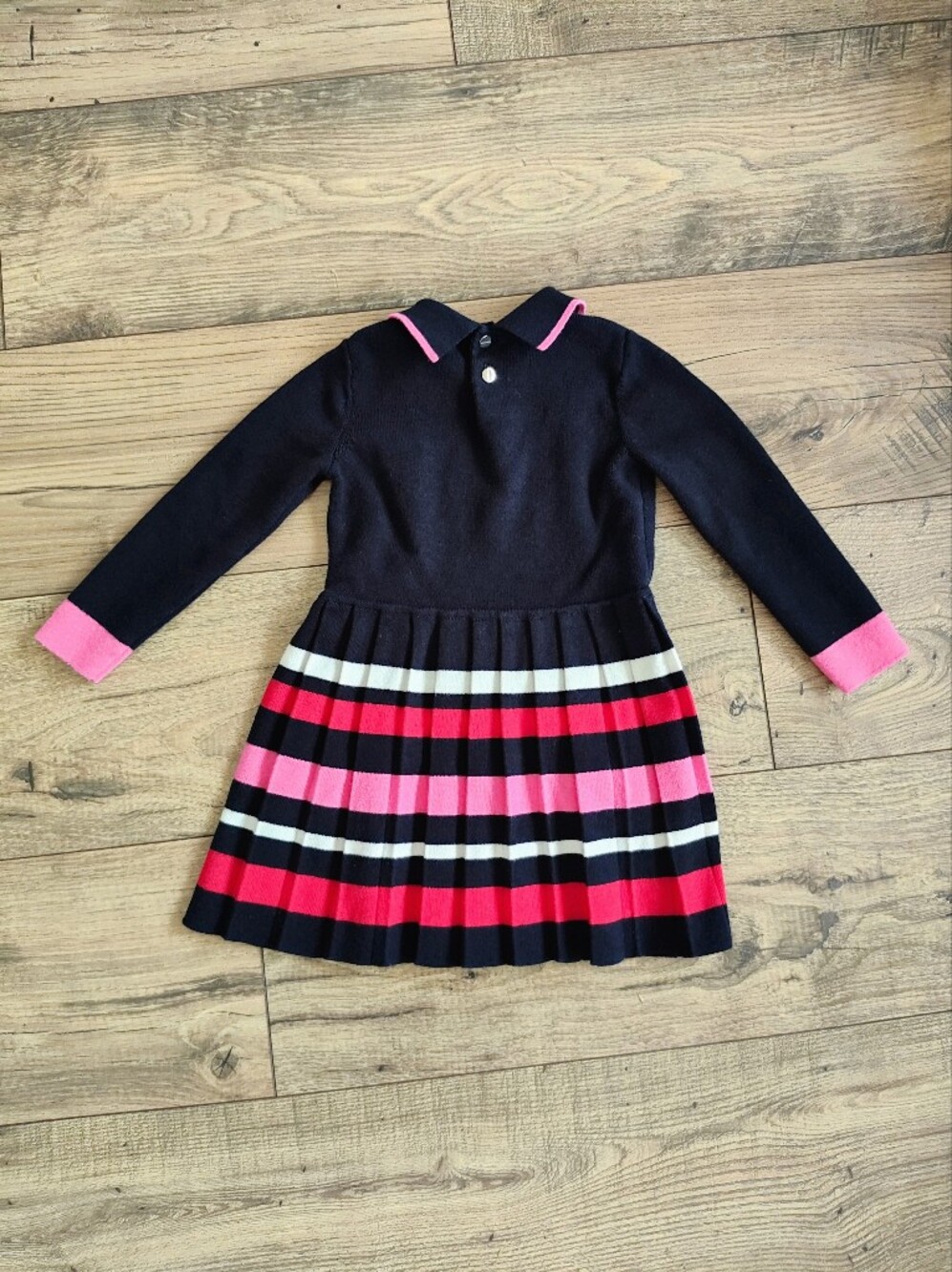 Jacadi Navy Dress with Pink Trim - Picture 2 of 4